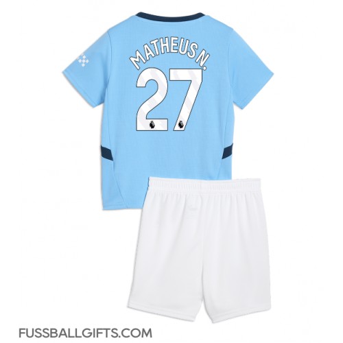 Manchester City Matheus Nunes #27 Fußballbekleidung Heimtrikot Kinder 2024-25 Kurzarm (+ kurze hosen)